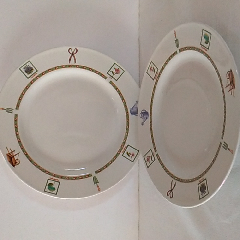 Royal Norfolk Greenbrier 2 dinner plates gardening pattern
